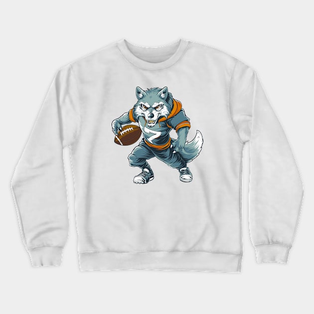 Wolf American Football Crewneck Sweatshirt by Wintrly